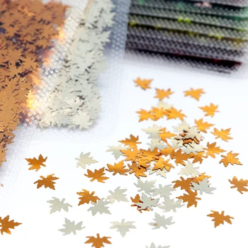 12 Barv Maple Leaf Tiste Jeseni Listi Bleščice Kosmičev DIY Pribor Nail Art Okraski, Nakit, Izdelava Smolo Plesni Nadevi