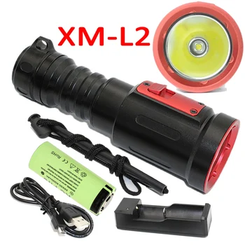 1200LM 10W LED Potapljaška Svetilka XM-L2 LED Svetilka Svetilka Iskalnim Podvodni Vodotesno Svetilko +26650 Baterije +Polnilec