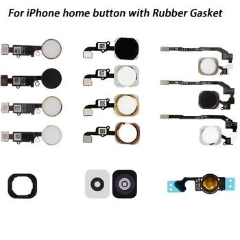 1Pcs Za iPhone 5 -5 5 6 6p 6s 6sp 7 7 Plus Zamenjava gumb Domov tipka z flex kabel in Gumijastim Tesnilom