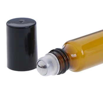 2/5/10PCS Rjava Tanke Steklene Roll Na Steklenico Kovina/Steklo Žogo za Parfum Eterično Olje Testni Vzorec Eterično Olje Vialah Z Roller