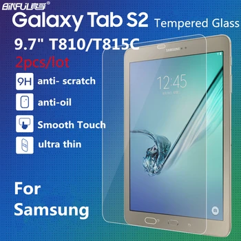 2pcs Premium 0,3 mm 9H Kaljeno Steklo za Samsung Tab Galaxy S2 9.7 T810 T815 Pregleden Zaslon Patron Film