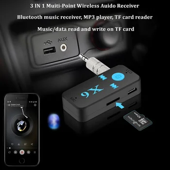 3 In1 Brezžična tehnologija Bluetooth 5.0 Sprejemnik Oddajnik Adapter 3,5 mm Jack Za Avto, Glasbo, Avdio Predvajalnik, Aux izhod za Slušalke Sprejemnikom, Prostoročno