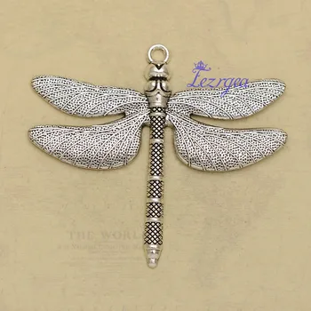 3pcs/veliko--63x72mm, Antique Silver plated dragonfly čare ,DIY blago, Nakit dodatki