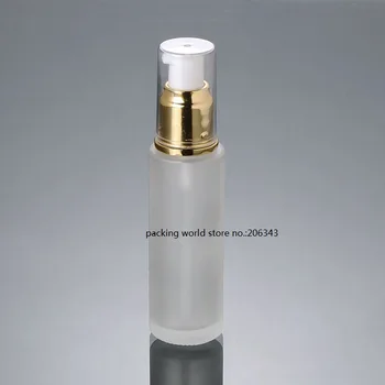 50 ml motnega stekla steklenico z srebrna/zlata črpalka jasno pokrov za losjon/emulzija/serum/foundation/škropilnik/toner za nego kože pakiranje