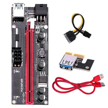 6Pcs VER009 USB 3.0 PCI-E Riser VER 009S Express 1X do 16X razširitveno napravo Riser vmesniško Kartico SATA 15Pin-do 6-Nožični Napajalni Kabel