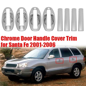 8Pcs/Nastavite Novo ABS Chrome Vrat Ročaj Zajema Trim Pokal Skledo za Hyundai Santa Fe 2001-2006