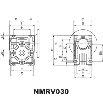90 stopinj Menjalnik NMRV030 Črv Prestavi Hitrost Reduktorjem 5:1 - 80 :1 za 9 mm ali 11 mm vhodno gred