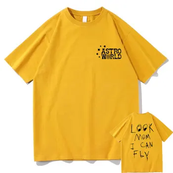 ASTROWORLD T-shirt Človek Travis Scott Videz Mama sem Lahko Letijo Logotip Tiskanja T Srajce Cactus Jack Tee Vrhovi Moški Ženske Hip Hop Bombaž Tshirt