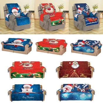 Božič Kavč Kritje 3D Digitalno Natisnjena Slipcovers Santa Claus Kavču Kritje Za dnevno Sobo Sedežna Kavču Mat Fotelj Zaščitnik