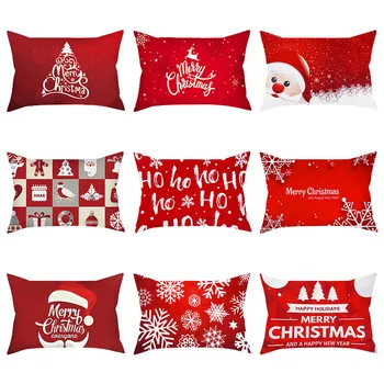 Božič Prevleke Pravokotnik Blazine Pokrov Risanka Santa Claus Vesel Božič Natisnjeni Okrasne Blazine Blazine Pillowcover