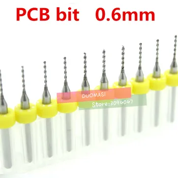 Brezplačna dostava 10pcs 0,6 mm PCB mini drill Bit volfram jekla karbida za tiskanje vezje cnc sveder Stroj