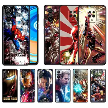 Coque za Xiaomi Redmi Opomba 9 9 8 10 Pro 8T 9T K40 9C 11Pro 9A Max Telefon Primeru 7A 8A Črni Pokrov Vrečko Marvel, Iron Man, Tony