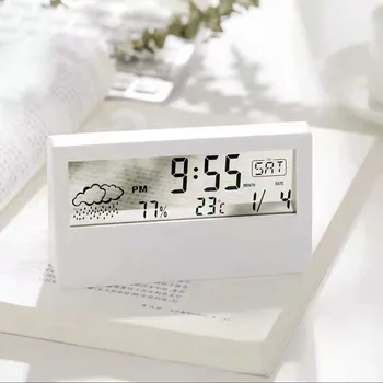 Digitalna Budilka Desk Tabela Ura Ukrivljen LED Zaslon, Alarm Ure za Otroke Spalnica Temperatura Snooze Funkcijo Doma Dekor