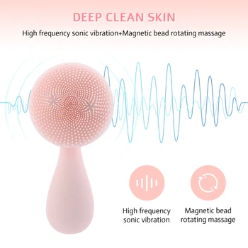 Električni Silikonski Obraza Čiščenje Ščetko Sonic Vibracije Obračanje Obraz Massager Magnetni Polnjenje Globinsko Čiščenje Kože, Nega Orodja