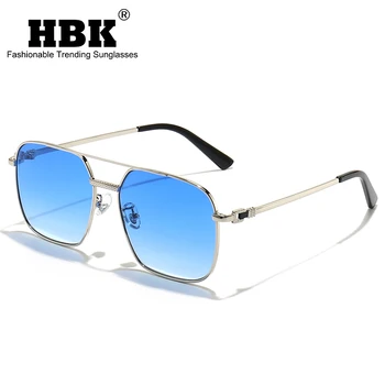 HBK Nov Kvadratni vrhunska ženska sončna Očala Veliki Kovinski Okvir Modna sončna Očala Ženske Retro Dvojno Most Očala Moških Za leto 2022