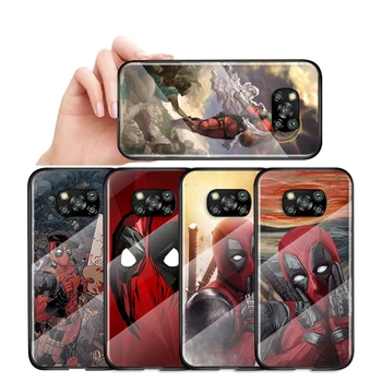 Kaljeno Steklo Pokrova Shockproof Lupini Deadpool Marvel Mrtvih Bazen Za Xiaomi POCO F3 F2 X3 NFC X2 M2 Pro Telefon Primeru Capa