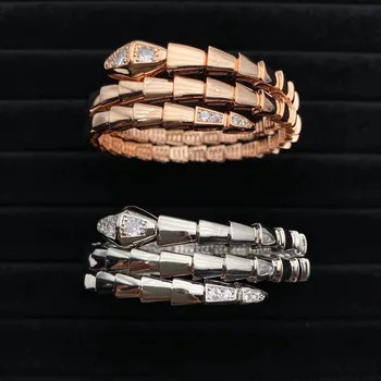 Kača-oblikovan pol-diamond polno-diamantno zapestnico, high-end kakovosti zapestnica narejena iz kakovostne medenine, nakit si zaslužiš