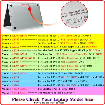 Laptop Primeru Za Macbook Air 13 A2337 A2179 2020 A2338 M1 Čip Pro 13 12 11 15 za Mac book Pro 16 A2141 Primeru Za Novo dotik ID