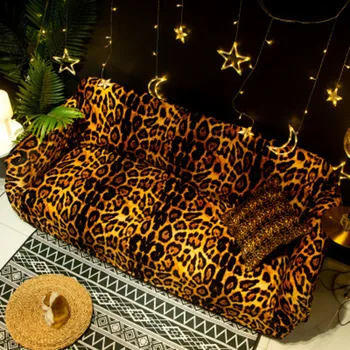 Leopard Natisniti Stretch Kavč Kritje 1/2/3/4 Sedeži Mehko Non-slip Dustproof Slipcover Za Jedilnico Doma Dnevna Soba Hotel Dekoracijo