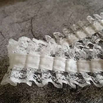 Luolita Obleko Dekor Čipke Traku 45 mm Širok DIY Obrti Belo Šivanje Tkanine Naguban Black Needlework Pribor Ročno Z Meter