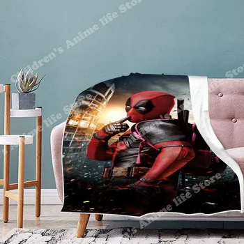 Marvel Avengers Anime Odejo Deadpool Spiderman, Iron Man, Risanka Natisnjeni Odejo Pozimi Kavč Odeje za Postelje 130x150cm