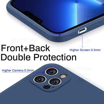 Mehko Kvadratnih Tekoče Silikona Hrbtni Pokrovček Za Iphone13 ProMax Shockproof Zaščito Funda Za telefon mi Aifon 13 Pro Max Mini Coque Capa