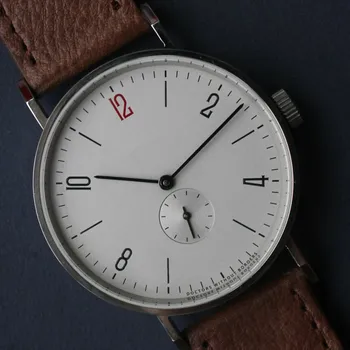 Minimalističen Bauhaus Watch Safir Usnjeni Pašček Iz Nerjavečega Jekla Tangomat Serije 601 Samodejno Mehanska Ura