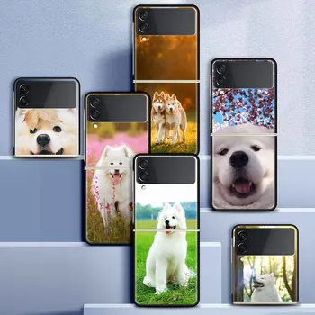 Nazaj Ohišje za Samsung Galaxy Ž Flip 3 5G Krat Lupini Za Galaxy ZFlip3 Zložljivi Pokrov Trdega Telefon Coque Vrečko Živali Pes Samoyed