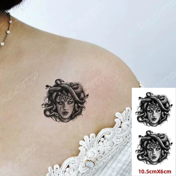 Nepremočljiva Začasni Tattoo Nalepke Seksi Dekle Kača Lase Medusa Roko Roko Nazaj, Noge Flash Art Tattoo Ponaredek Tatto za Ženske, Moške