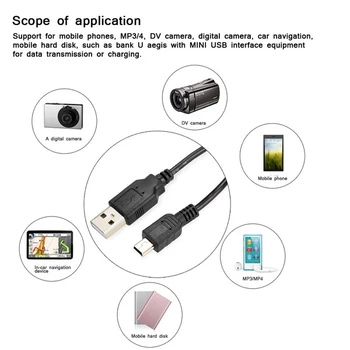 Nov Prihod USB 2.0 A NA MINI B 5-PIN-USB Polnjenje Podatkov Sinhronizacija Kabel usb za MP3, Mp4 Digital Camera Adapter Visoke Kakovosti na Debelo