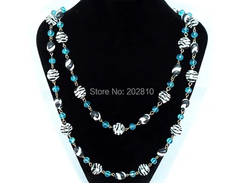 Nova zasnova modra kristal Bohemia kroglic ogrlice,posrebreni bohemia Geometrijo žogo kroglice dolgo ogrlica za ženske