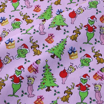 Risanka Grinch Ukradel Božič Bombažne Tkanine za Otroke Obleke Šivanje Tissu Quilting Needlework Materiala DIY Ročno izdelane umetnostne Obrti