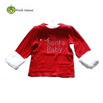 Santa Baby tee Baby Dekle z Dolgimi Rokav Vrhovi Božič Santa Oblačila Otroci t shirt Santa Baby Izdelana iz bombaža