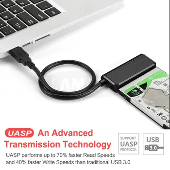 Sata Na USB Adapter USB 3.0 SATA 3 Kabel Podporo 2,5 ali 3,5-Palčni Zunanje SSD HDD Trdi Disk Plug and play 22 Pin Sata III Kabel