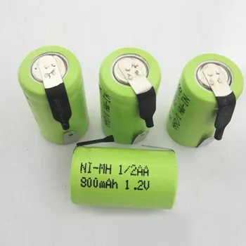 SORAVESS 10PCS 1/2AA 1.2 VNiMh Baterija za ponovno Polnjenje 800mAH Ni-Mh Baterije Mh Baterij Z Varjenje Zavihku Zatiči Za DIY Električni Brivnik