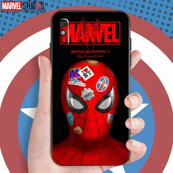 Spiderman Marvel Avengers Za Xiaomi Redmi 9A 9AT Telefon Primeru Mehko Silicij Coque Pokrov Črne Funda Captain America Stripi