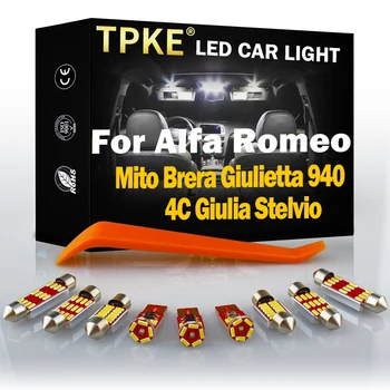 TPKE Canbus LED Notranja Kupola Zemljevid Trunk Škatle za Rokavice Lahka Kit, Za vozila Alfa Romeo Mito Brera Giulietta 940 4C Krajina Stelvio Avto Žarnice