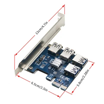 USB 3.0 PCI-E Širitev Sim Adapter 1 do 4Port USB3.0 Hub Notranji Riser Card za PCIE PCI Express Adapter za Kartico
