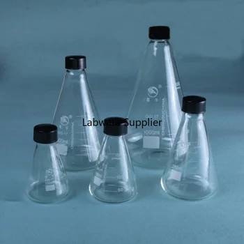 Visoka kakovost trikotnik erlenmajerico vijak stekleno bučko s skp, laboratorijska oprema