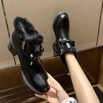 Visoko peto čevlji bowknot cowhide usnje nubuck škornji škornji 2021 klasičen zimski eleganten modni čevlji za ženske škornji