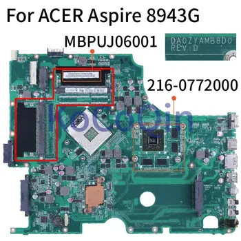 Za ACER Aspire 8943 8943G HD5650 Zvezek Mainboard MBPUJ06001 DA0ZYAMB8D0 216-0772000 2 RAM solt DDR3 Prenosni računalnik z Matično ploščo