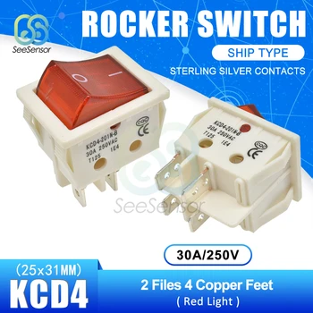 KCD4 Rocker Switch Stikalo ZA vklop / IZKLOP 2 Položaj 4 Zatiči / 6 Priključnih Električnih Naprav S Svetlobo 30A 250VAC